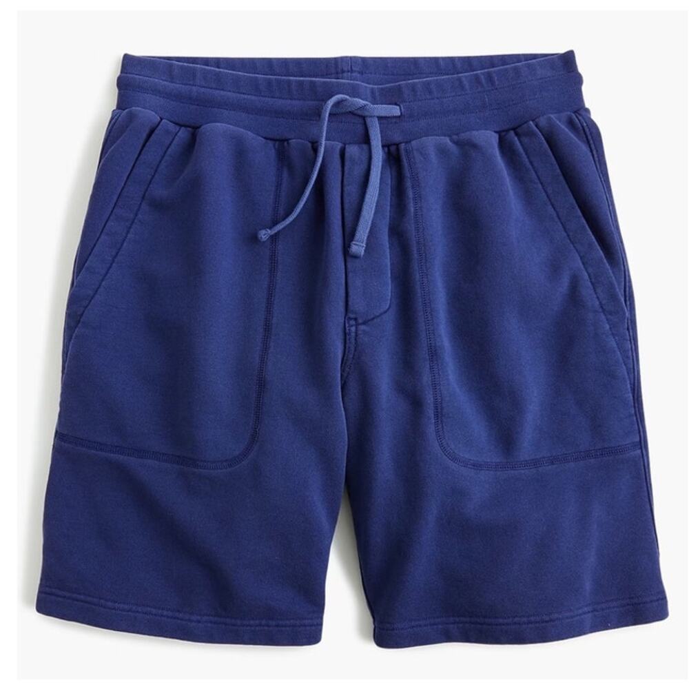 J.Crew Mens Authentic Fleece French Terry Cotton Heathered Navy Lounge Shorts L